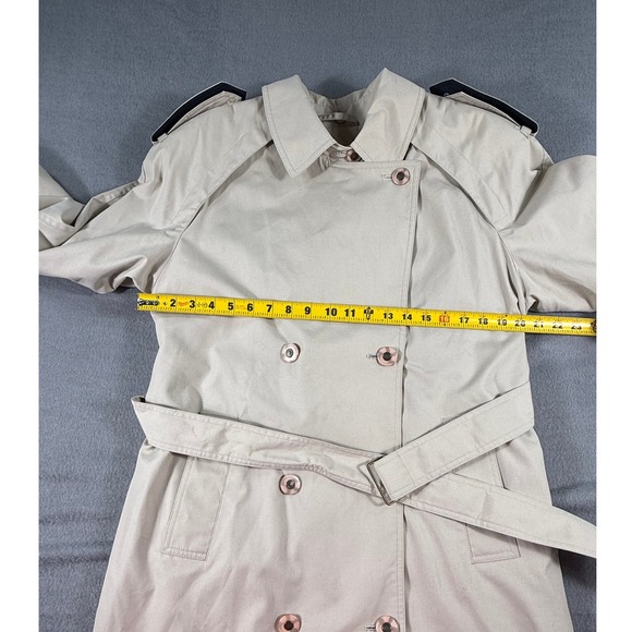 VTG Misty Harbor Original Trench Coat Women 10 Beige Plaid Lined Double Breasted - Picture 11 of 11